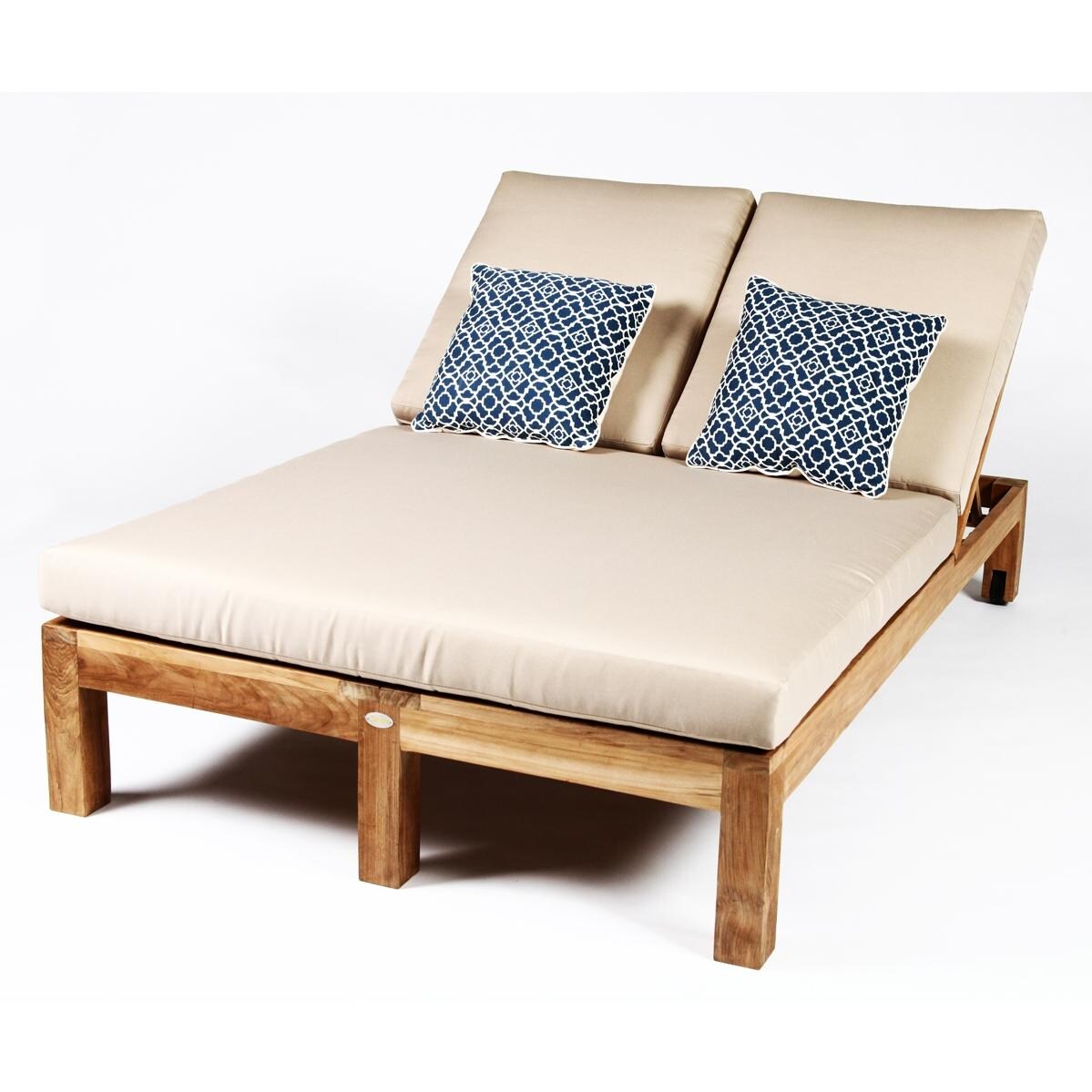 Caluco Teak Wood Patio Double Chaise Lounge : Ultimate Patio Caluco Teak Wood Patio Double Chaise Lounge : Ultimate Patio