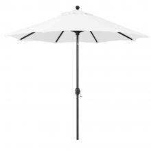 Galtech 9 Ft. Octagonal Aluminum Patio Market Umbrella W/ Crank Lift And Deluxe Auto Tilt - Black Frame W/ Sunbrella Canvas Natural Canopy