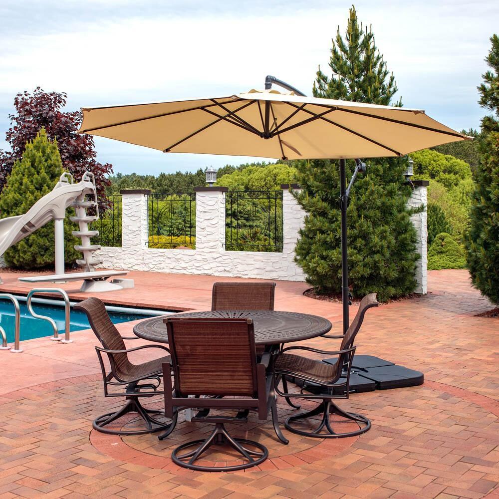 10x10 patio umbrella Outdoor Shade 10 x 10ft Double Top Square Patio Cantilever Umbrella with Weights Base