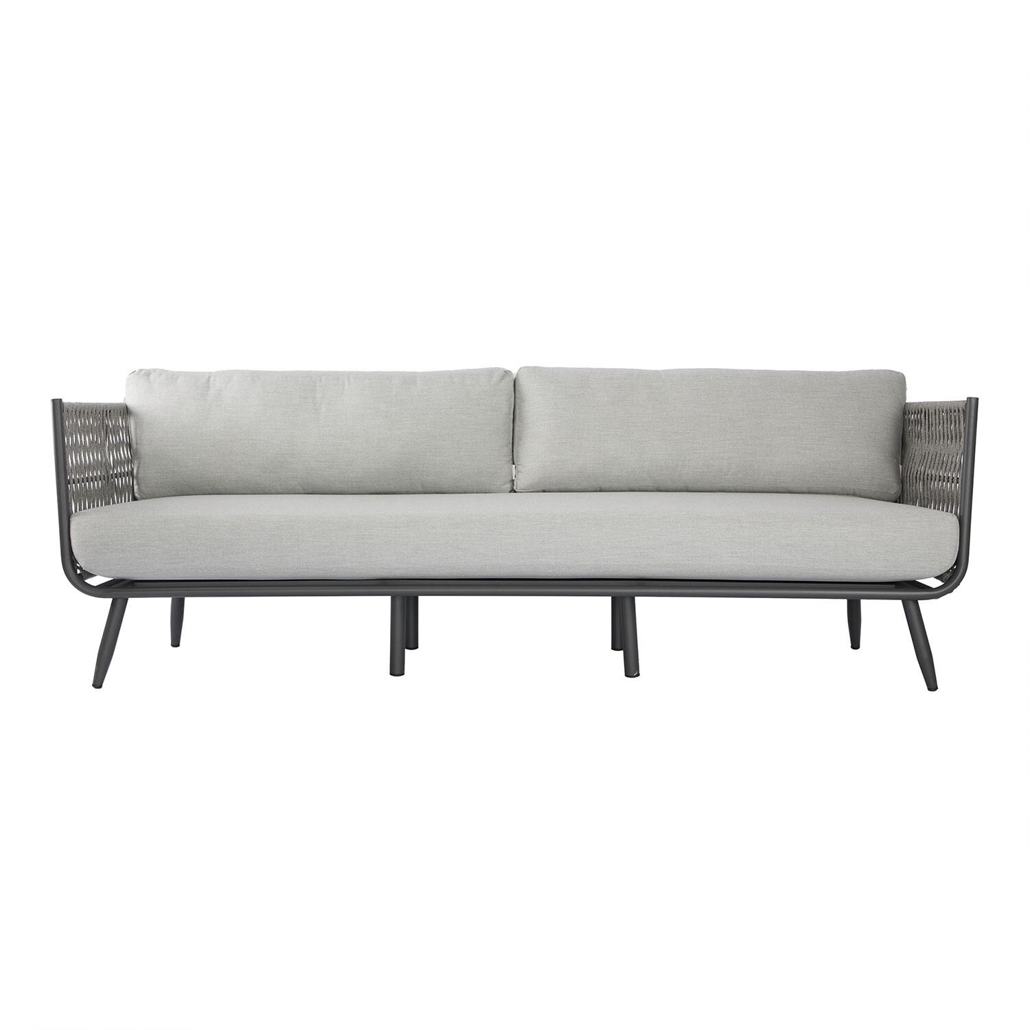Elementi OS-2504T Milano Outdoor Aluminum Sofa w/ Sunbrella Cushions - Front View - White Background thumbnail