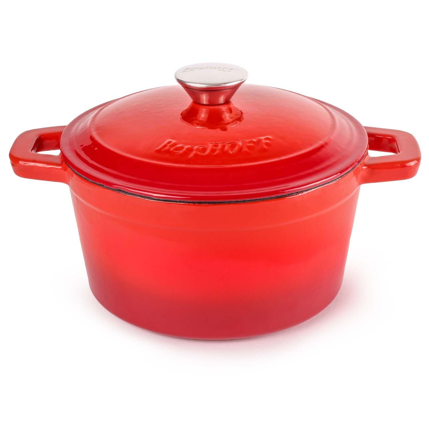 BergHOFF 8-in Neo Cast Iron 3 Qt. Round Dutch Oven w/ Lid - Red