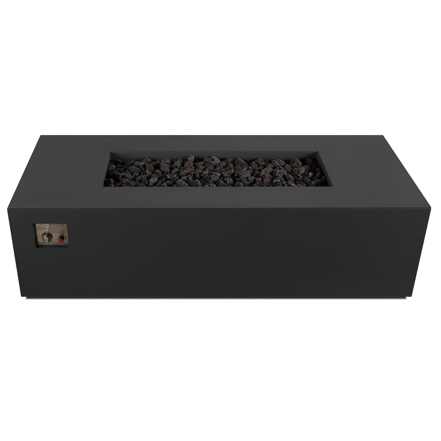 Covewood 4282LP-CHRC 72 Inch Rectangular Aluminum Propane Fire Pit Table in Charcoal by BBQGuys Signature - Top View - White Background
