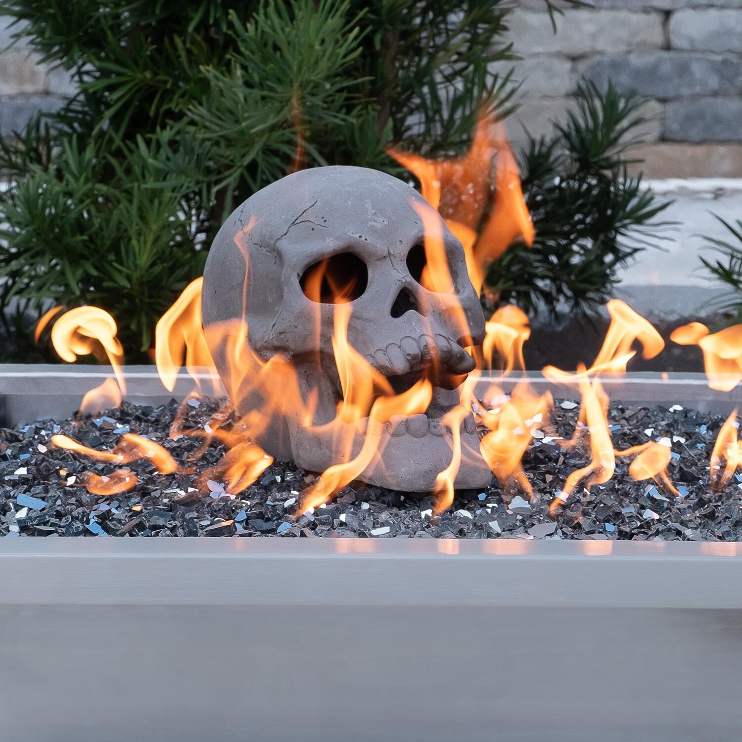 Fireproof Human Fire Pit Skull Gas Log Halloween Decor