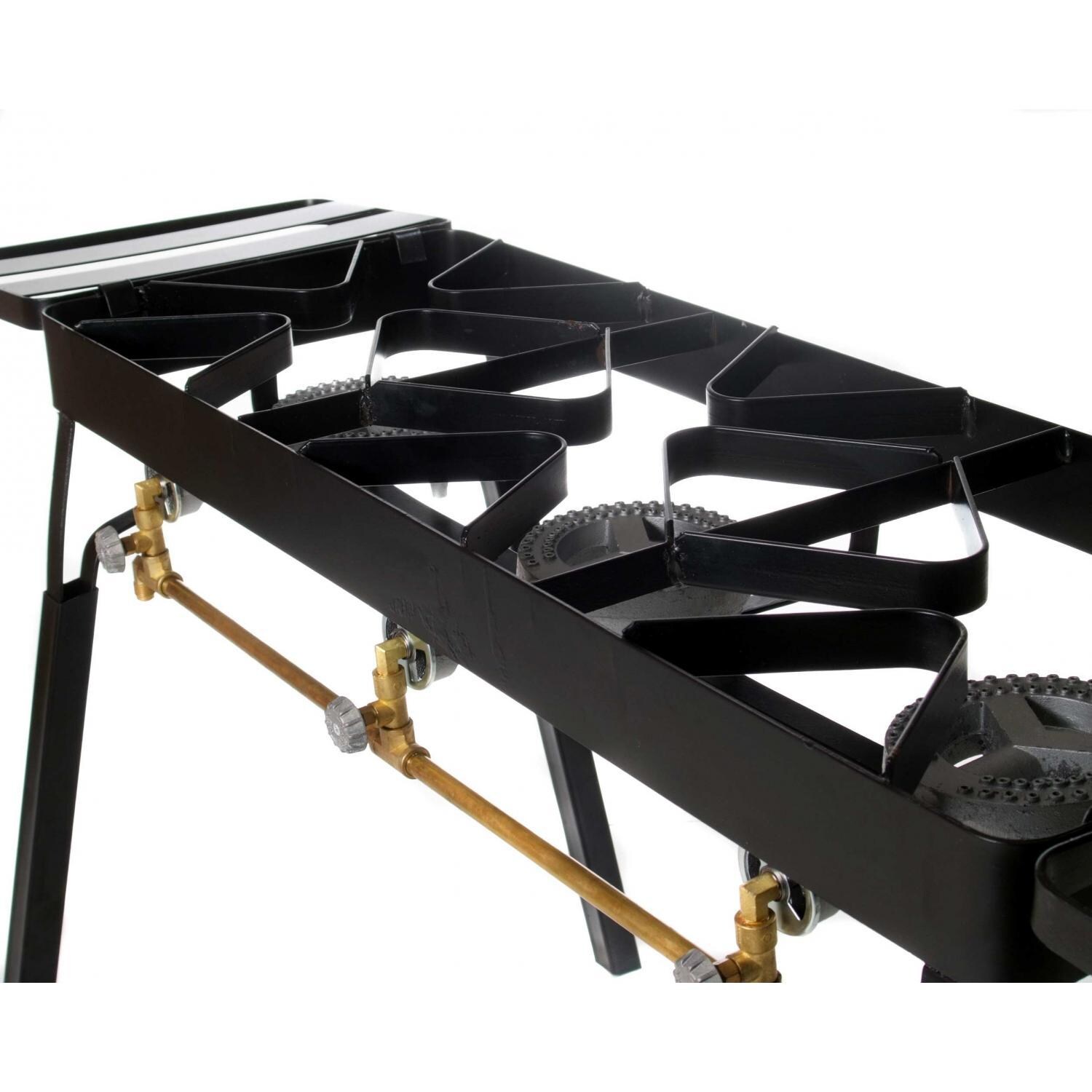 Cajun Cookware 3-Burner Propane Gas Stove With Shelves - Side View 2 thumbnail