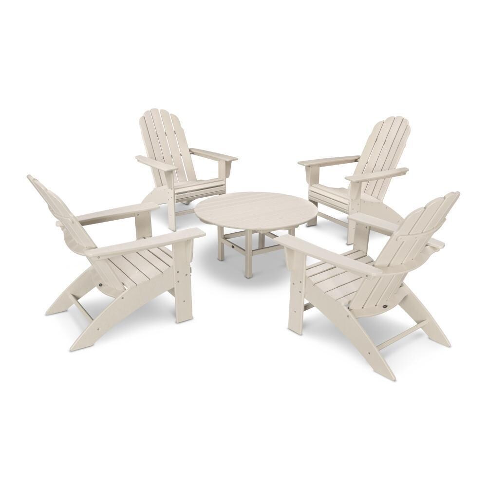 Vineyard 5 Pc Recycled Plastic Oversized Adirondack Seating Set in Sand by POLYWOOD