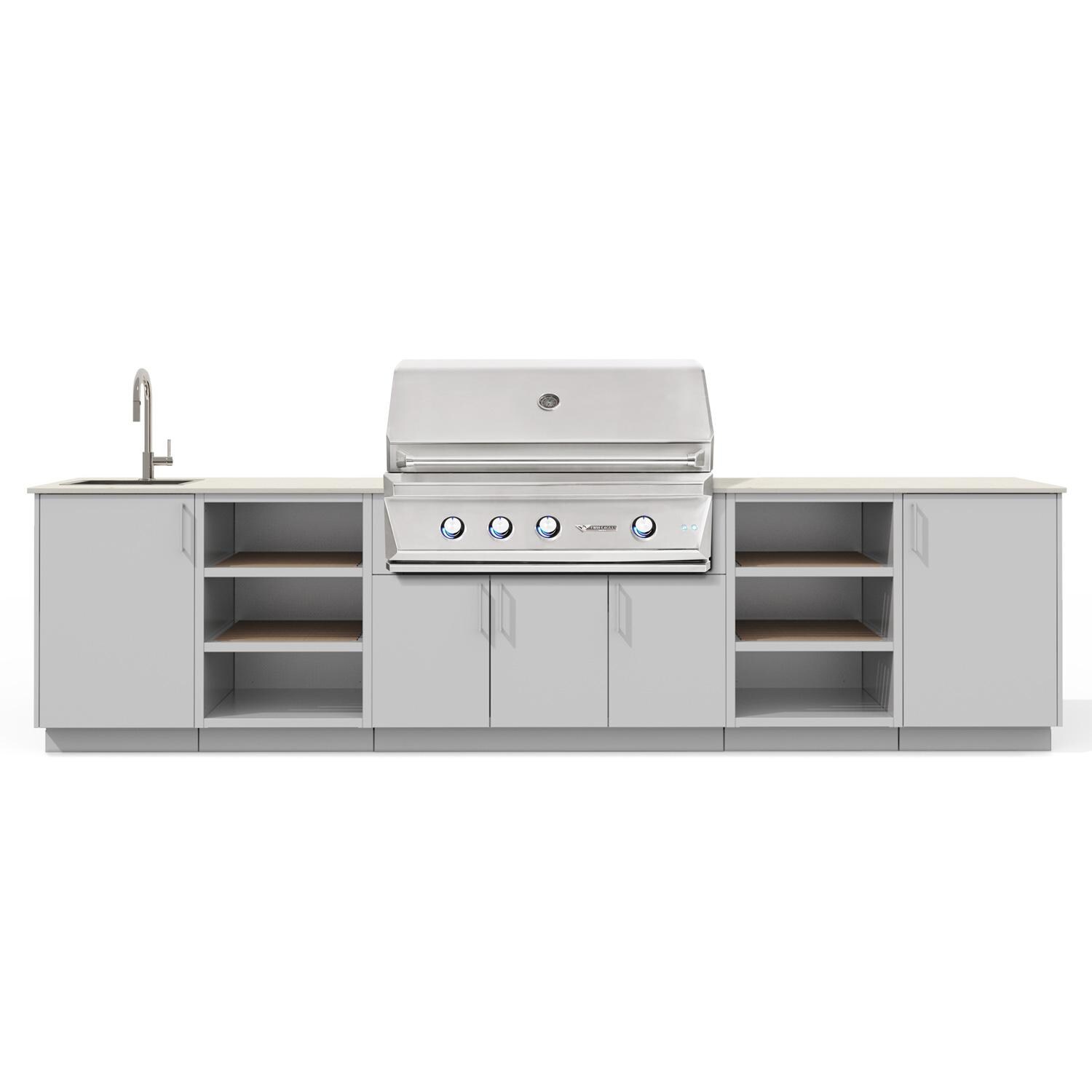 Urban Bonfire Twilight 42 Outdoor Kitchen w/ Twin Eagles Propane Grill, Sink, Danae Dekton Countertop & Chantilly Finish - B-Twilight-42-TwinEagles-Danae-Chantilly