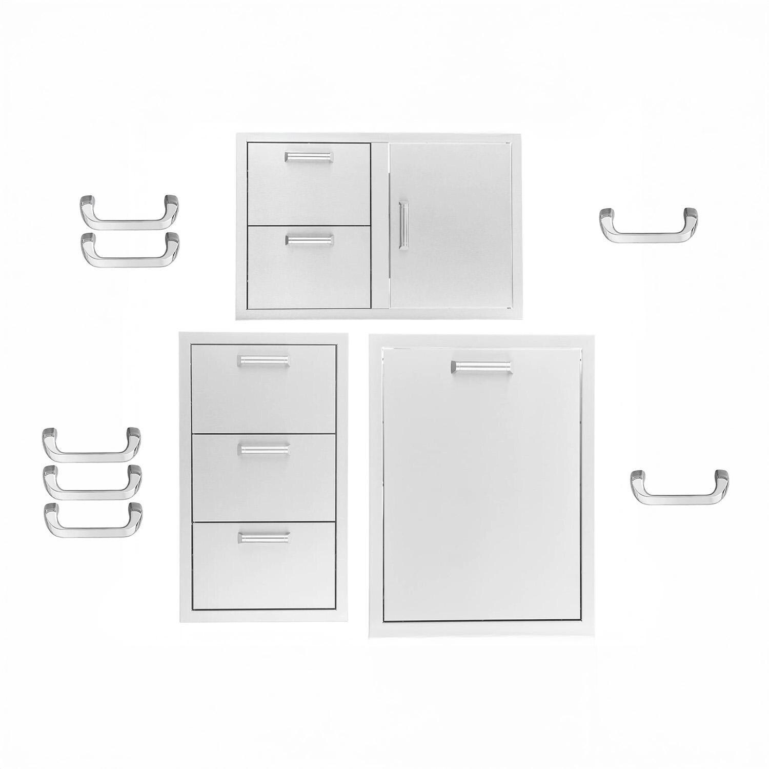 3 Pc 32-in Contempo/Traditional Door & Double Drawer Combo, Triple Drawer, & Double Trash Bin Outdoor Kitchen Storage Package by BBQGuys Signature