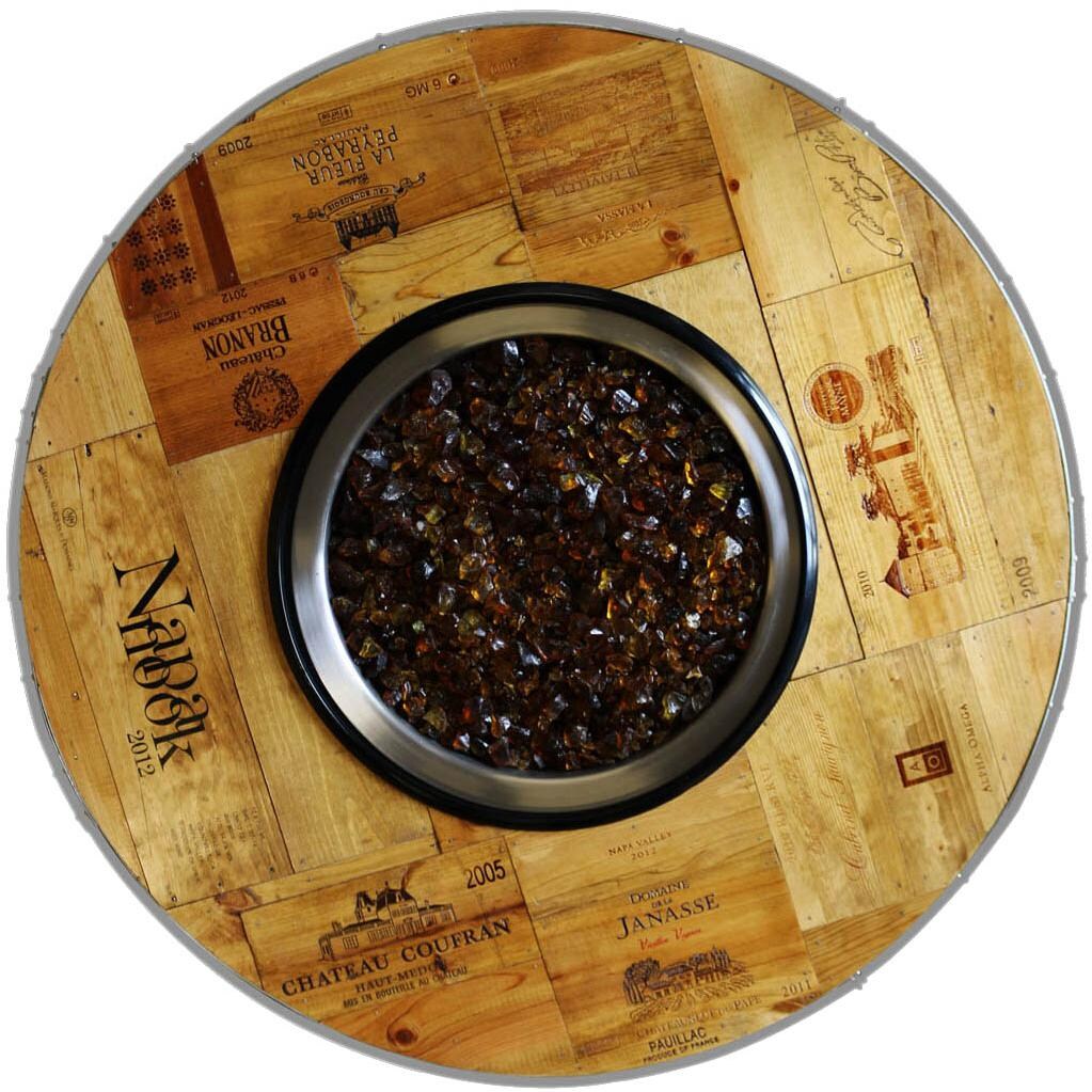 Vin De Flame Enthusiast 42-Inch Wine Barrel Fire Pit W/ 65,000 BTU Match Light Burner - Chat Height - Vintage Table Top - Example of Vintage Table Top 3 thumbnail