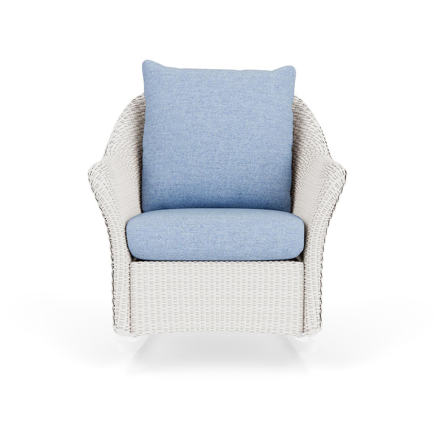 Weekend Retreat Lloyd Loom Rocking Chair in White/Demo Skyway by Lloyd Flanders