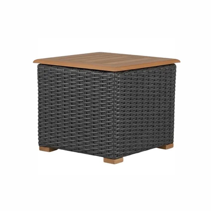 Royal Teak Collection BOCAST Boca Wicker Side Table w/ Storage in Gray - Side Table - White Background thumbnail