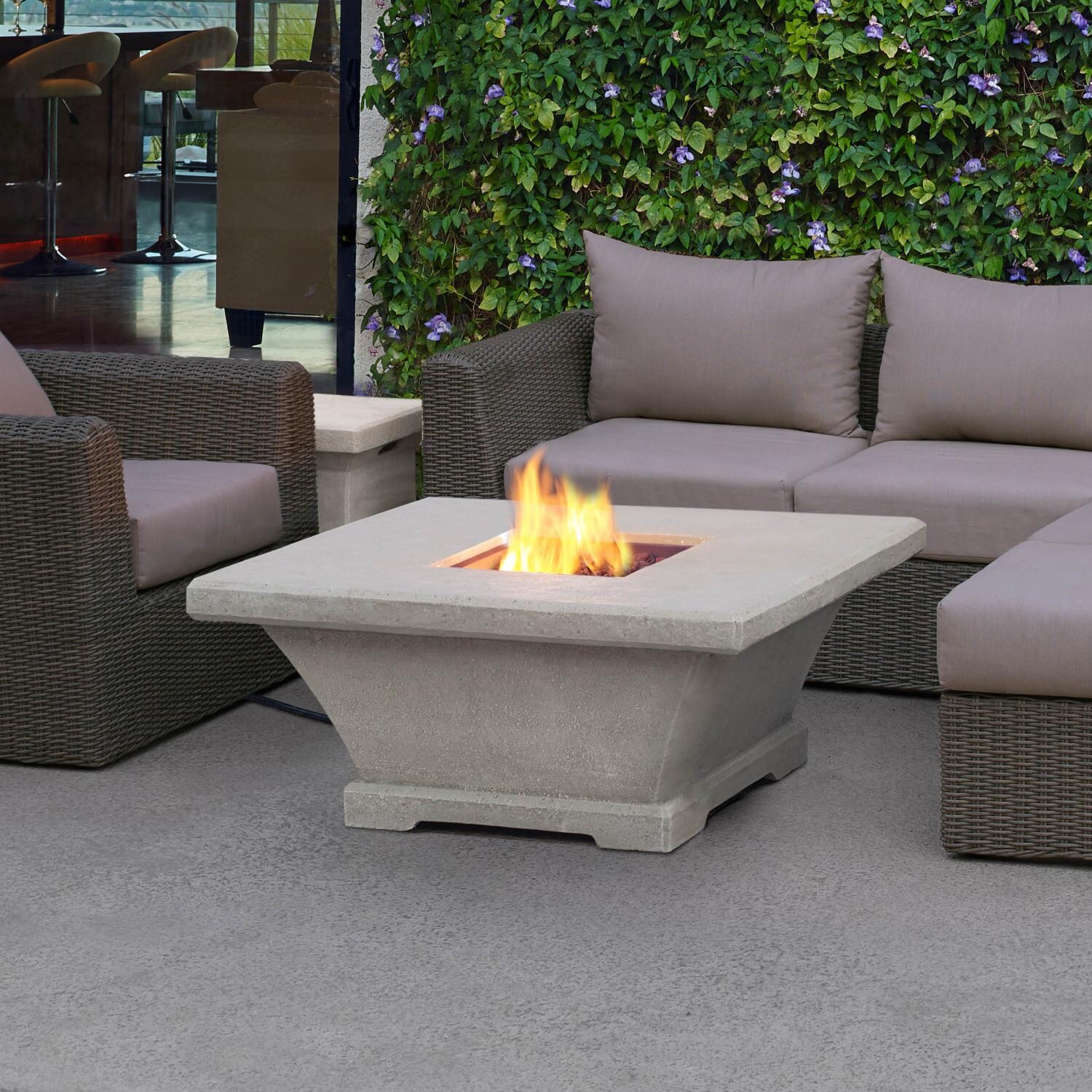 Real Flame Monaco LP Fire Pit Low Height Table - Square - Lifestyle - Cream thumbnail
