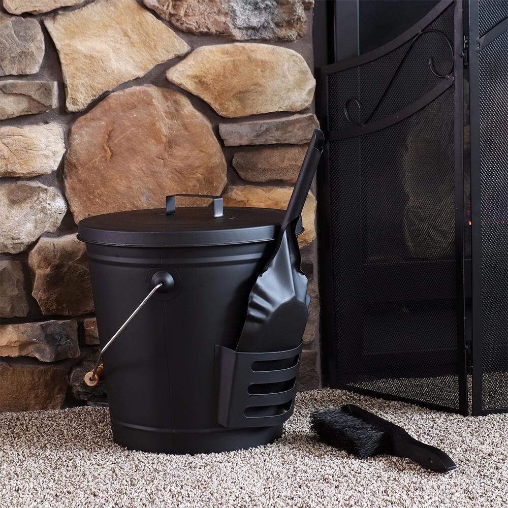 Ultimate Patio Steel Fireplace Ash Bucket w/ Lid, Shovel & Brush - By the Fireplace thumbnail
