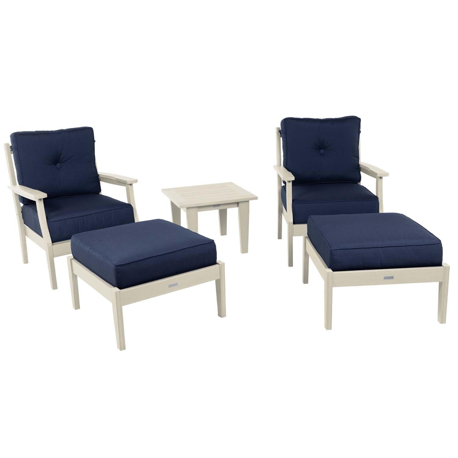 Blushing Bay 5 Pc Recycled Plastic Seating Set in Spectrum Indigo/Whitewash by Lakeview Outdoor Designs - Front View - White Background thumbnail