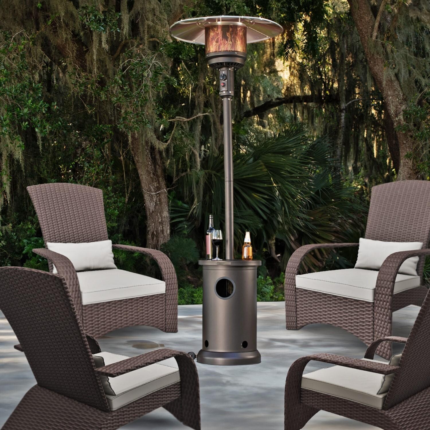 Regina Bay 5 Pc Outdoor Seating Set w/ Patio Heater by Ultimate Patio - Lifestyle thumbnail