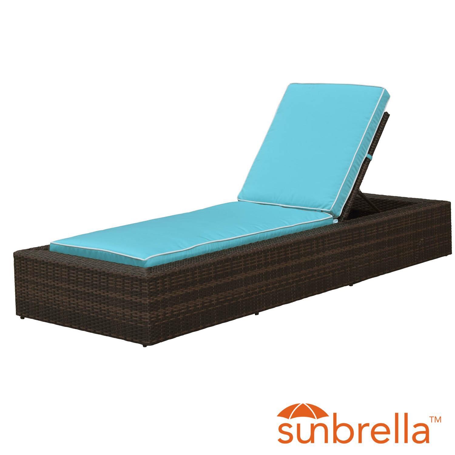 Gentilly Wicker Patio Chaise Lounge W/ Sunbrella Canvas Aruba Cushions By Lakeview Outdoor Designs