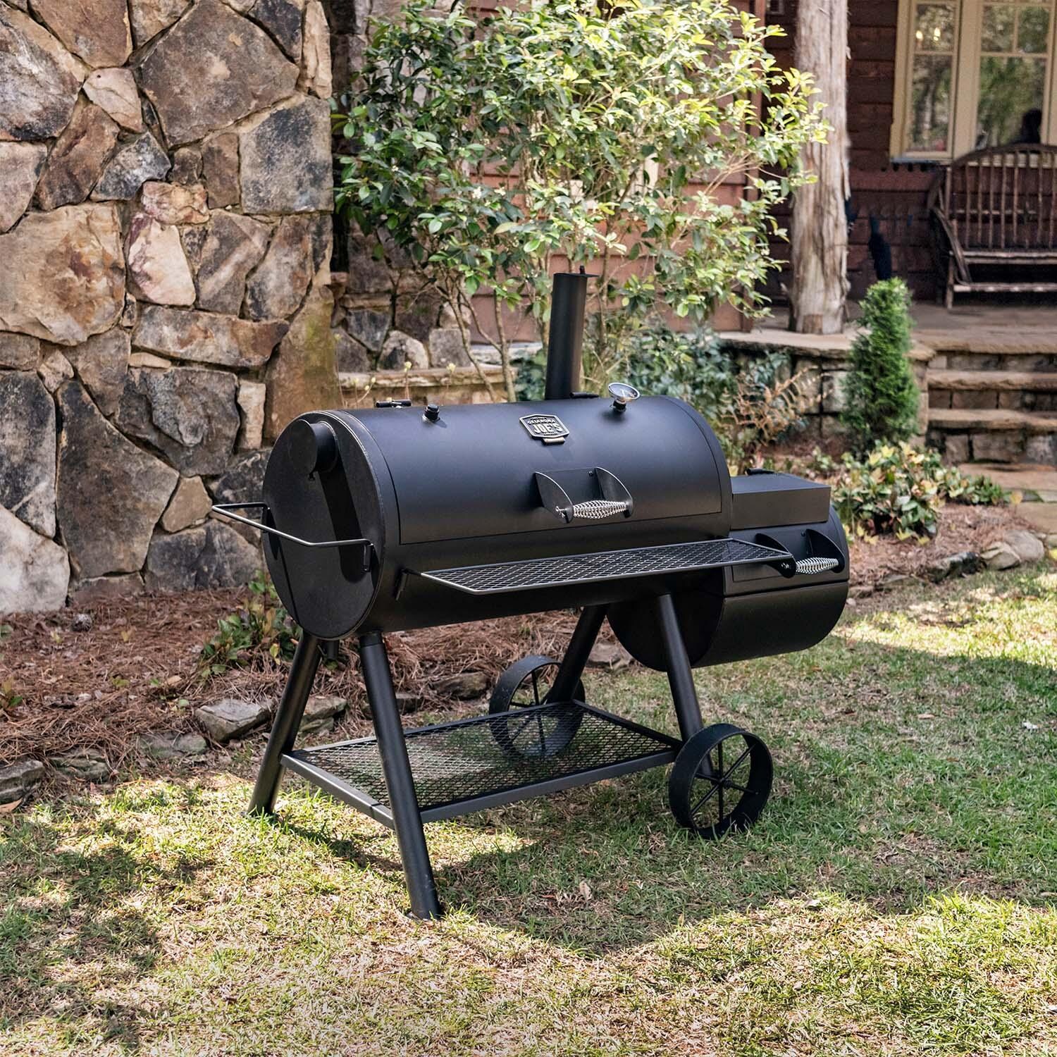 Oklahoma Joe's 17202053 Longhorn Reverse Flow Smoker - Lid Closed - Lifestyle thumbnail