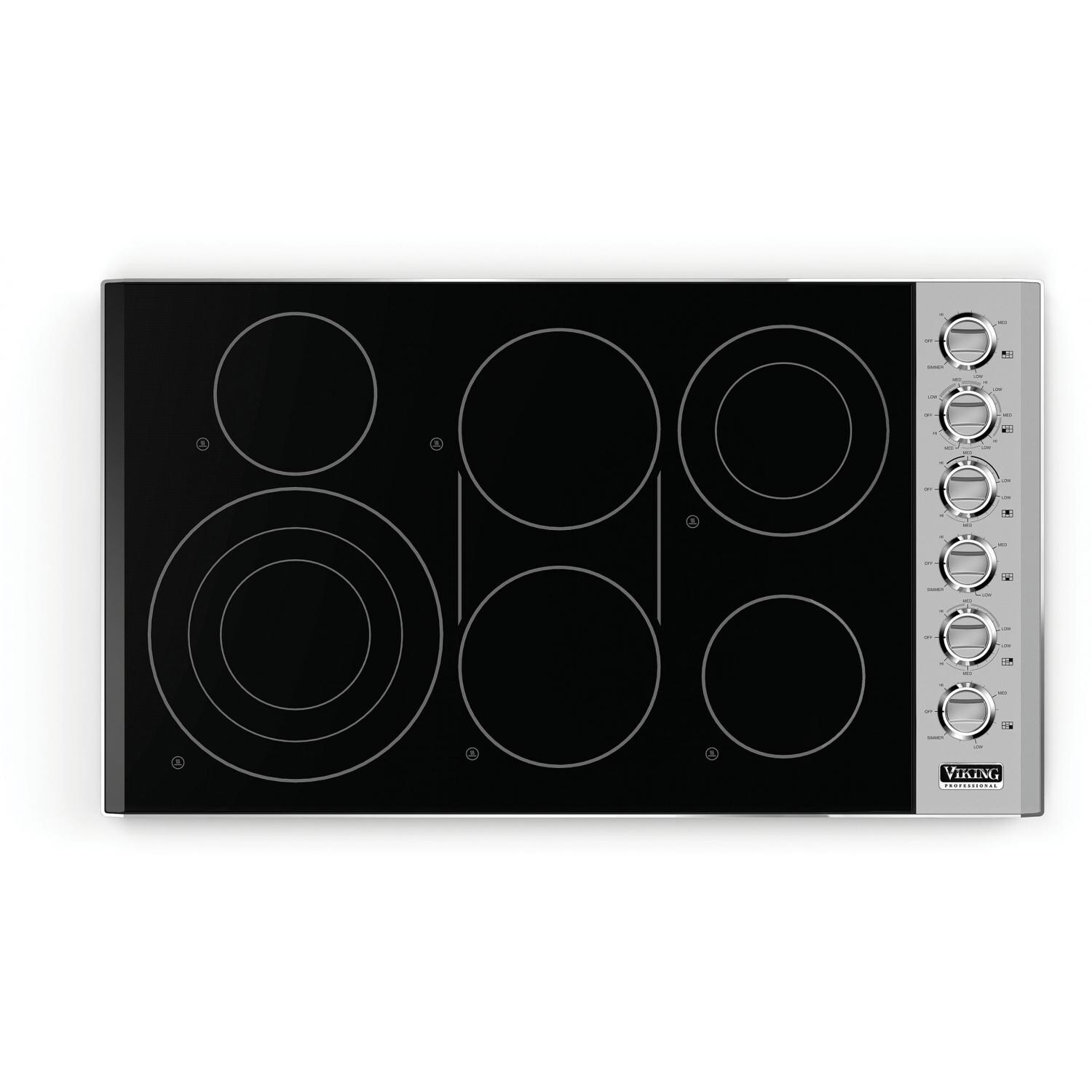 Viking Professional 5 Series 36-Inch 6-Burner Electric Radiant Cooktop - Shown With Elements Off thumbnail