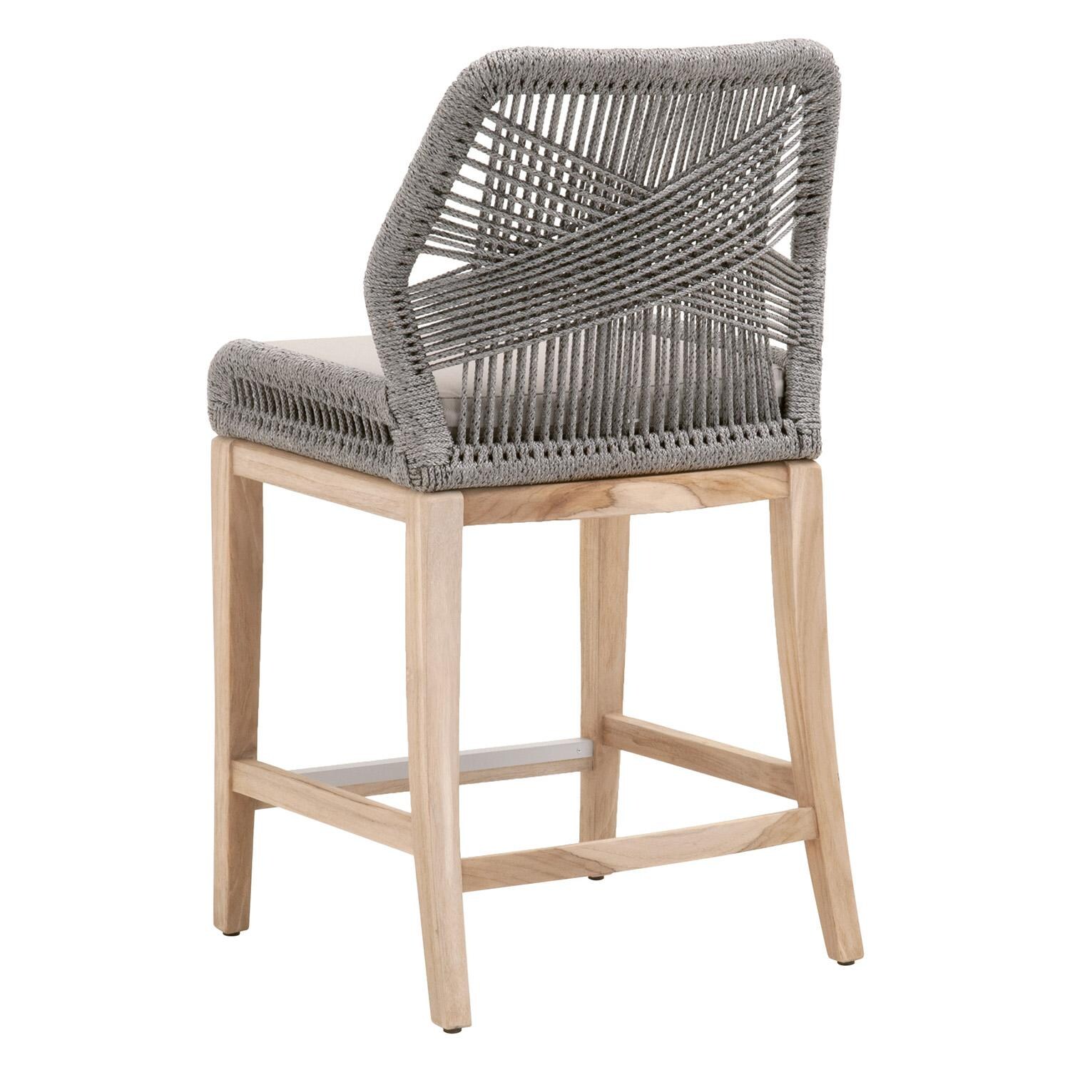 Lakeview Peninsula Way Woven Rope Counter Bar Stool in Platinum  - Back Angle View thumbnail