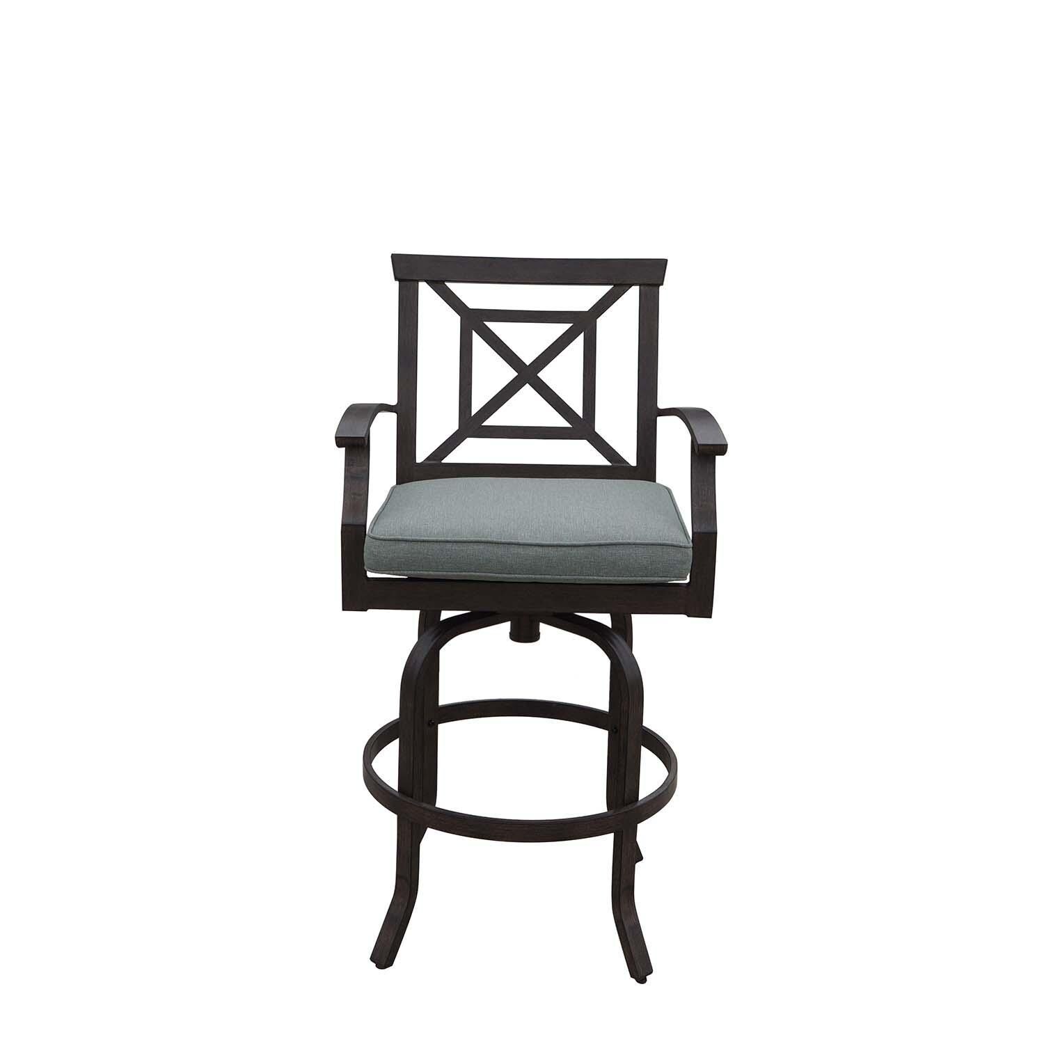 Atlantis Aluminum Swivel Bar Stool Set of 4 w/ Spa Cushions in Walnut By Darlee - White Background thumbnail