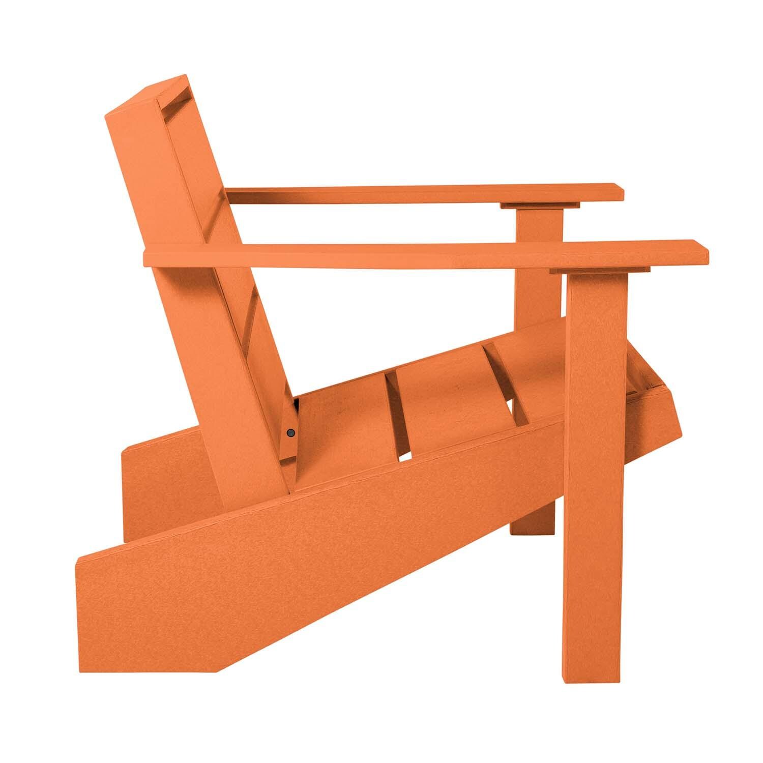 Hazel Cove Recycled Plastic Adirondack Chair in Citrus Orange by Lakeview Outdoor Designs - Side View - White Background thumbnail