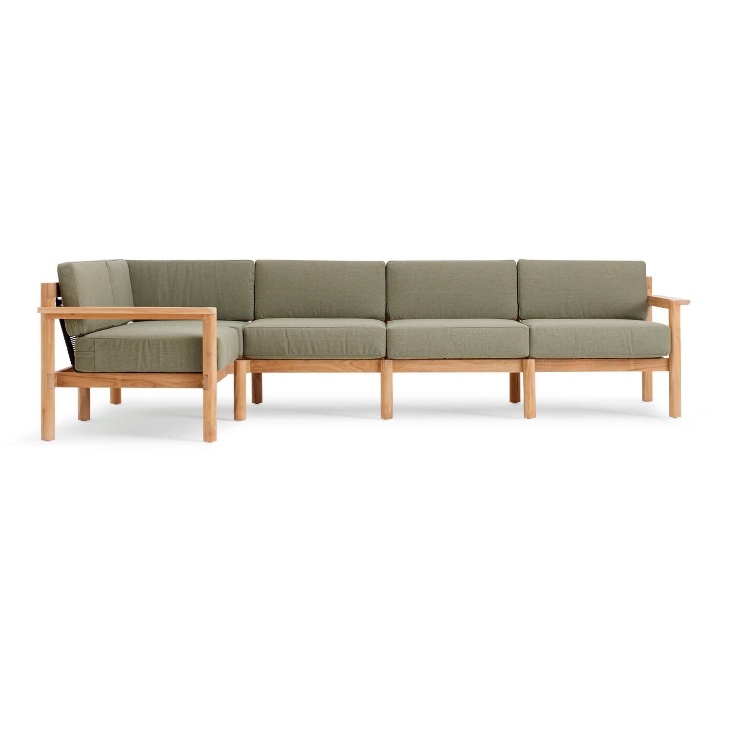 Neighbor HVN-SECT5-LE-2 5 Piece Sectional W/ Teak Arms - Front View thumbnail