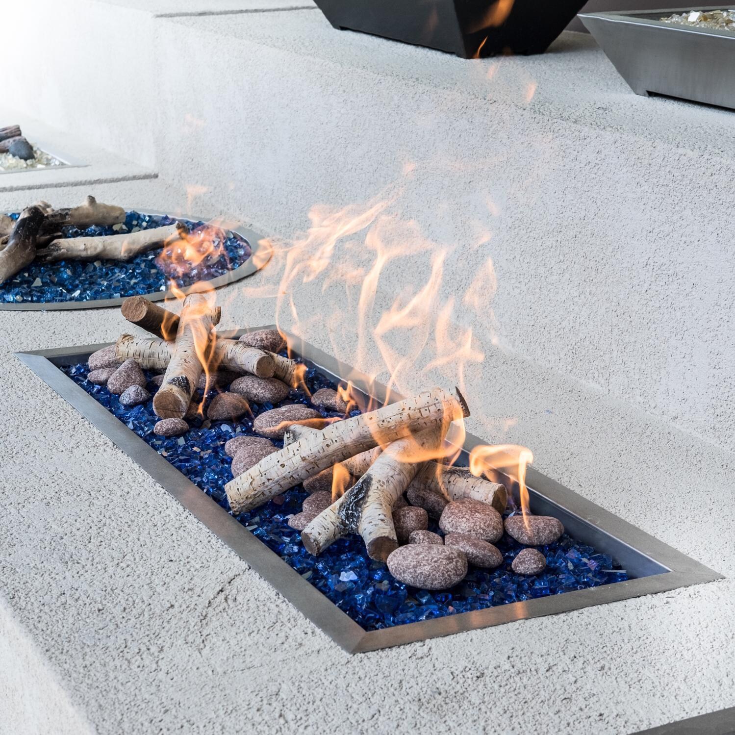  BBQGuys Signature Series Rectangular Drop-In Pan W/ H-Burner -  In Use - Shown W/ Fire Pit Media Decor (Sold Separately) thumbnail