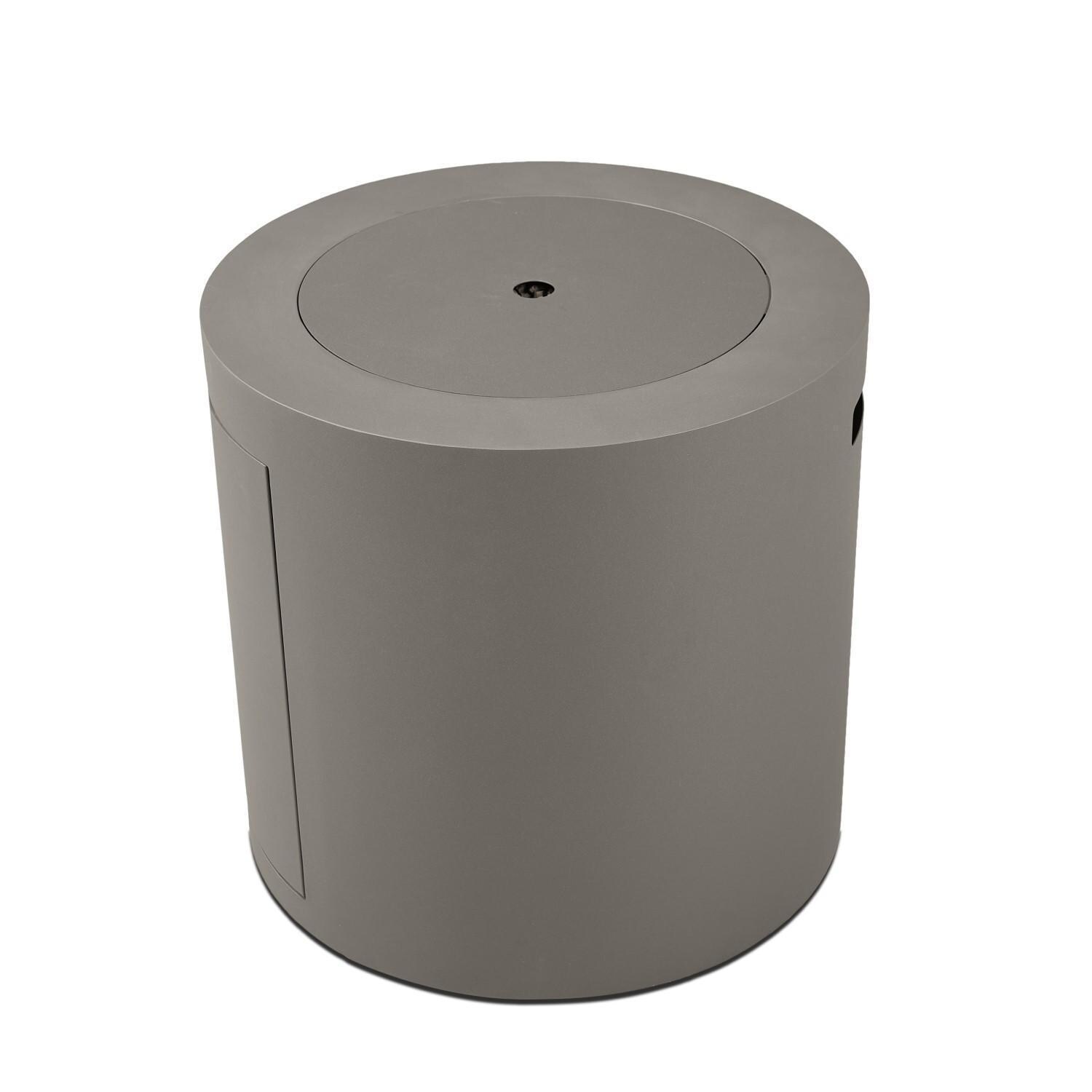 Elysian 24 Inch Round Steel Propane Fire Pit Table in Mist Gray by Lakeview - Lid - White Background thumbnail