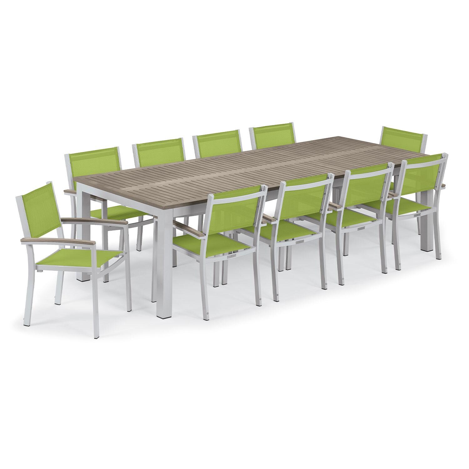 Travira 11 Pc Glass Fiber Reinforced Concrete Dining Set in Go Green/Vintage/Flint By Oxford Garden - White Background thumbnail