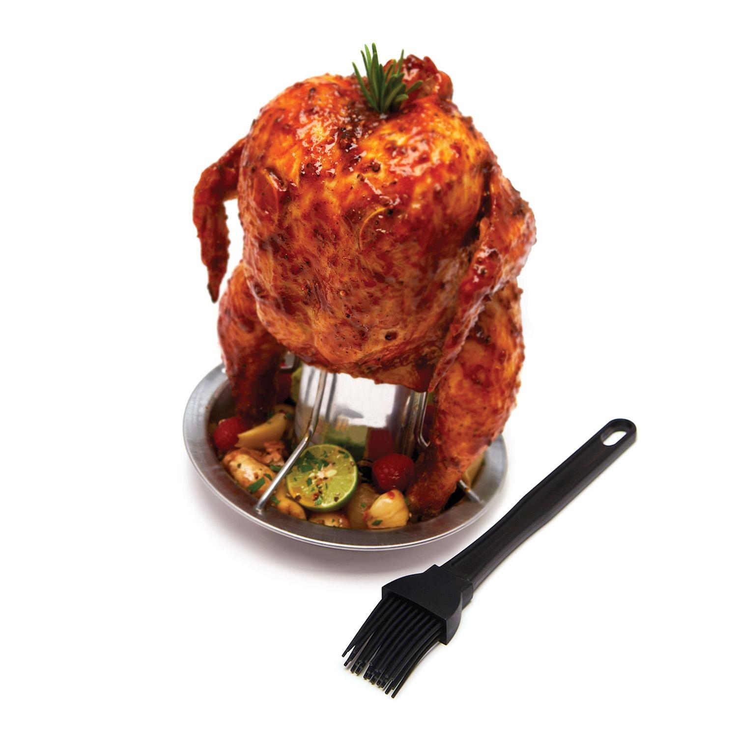 GrillPro Stainless Steel Chicken Roaster - 41333 - With Chicken - White Background thumbnail