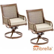 Arabella 2 Piece Aluminum Patio Swivel Rocker Dining Chair Set W/ Sunbrella Cast Ash Cushions By Lakeview Outdoor Designs image