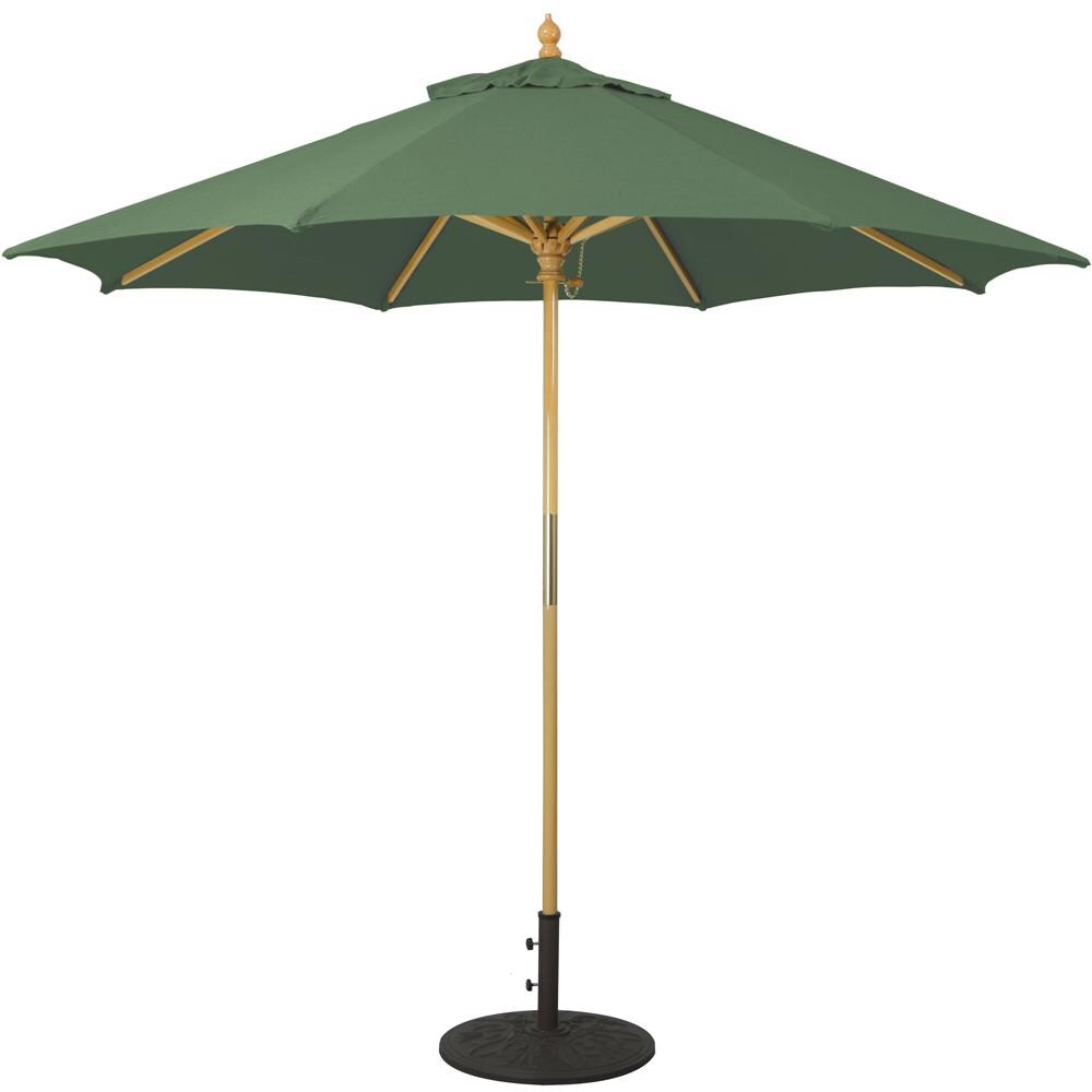 Galtech 9 Ft. Octagonal Wood Patio Umbrella W/ Manual Lift - Light Wood Frame W/ Natural Sunbrella Fabric (Umbrella Base Not Included) thumbnail