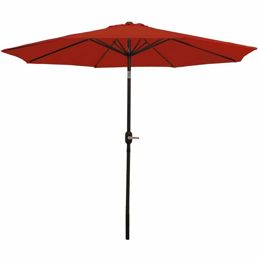 Ultimate Patio 9 Ft. Octagonal Aluminum Patio Market Umbrella W/ Crank Lift & Tilt - Black Frame W/ Burnt Orange Polyester Canopy thumbnail