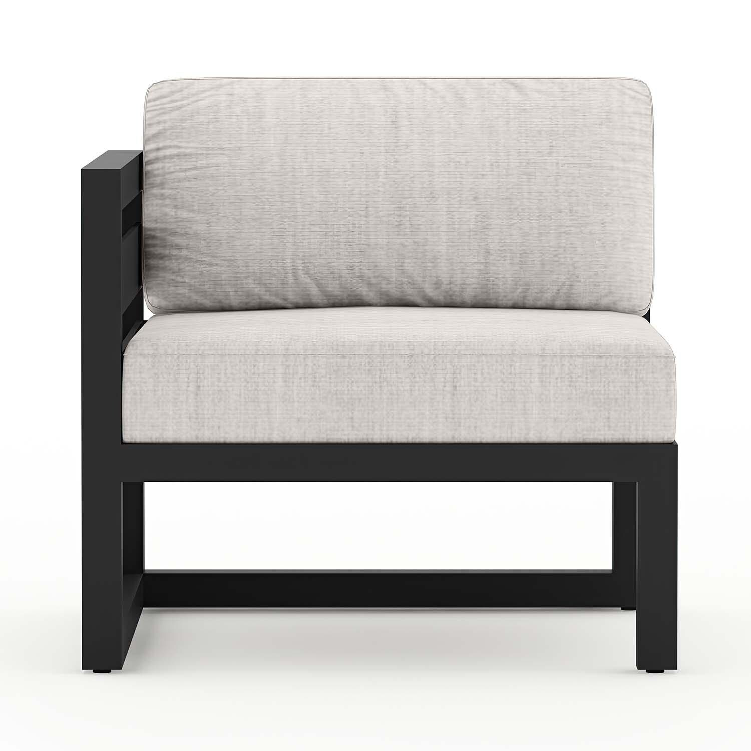 Misty Cove 6 Pc Aluminum Sectional Seating Set w/ Swivel Chairs in Black/Cast Silver by Lakeview Outdoor Designs - Left Chair - White Background thumbnail