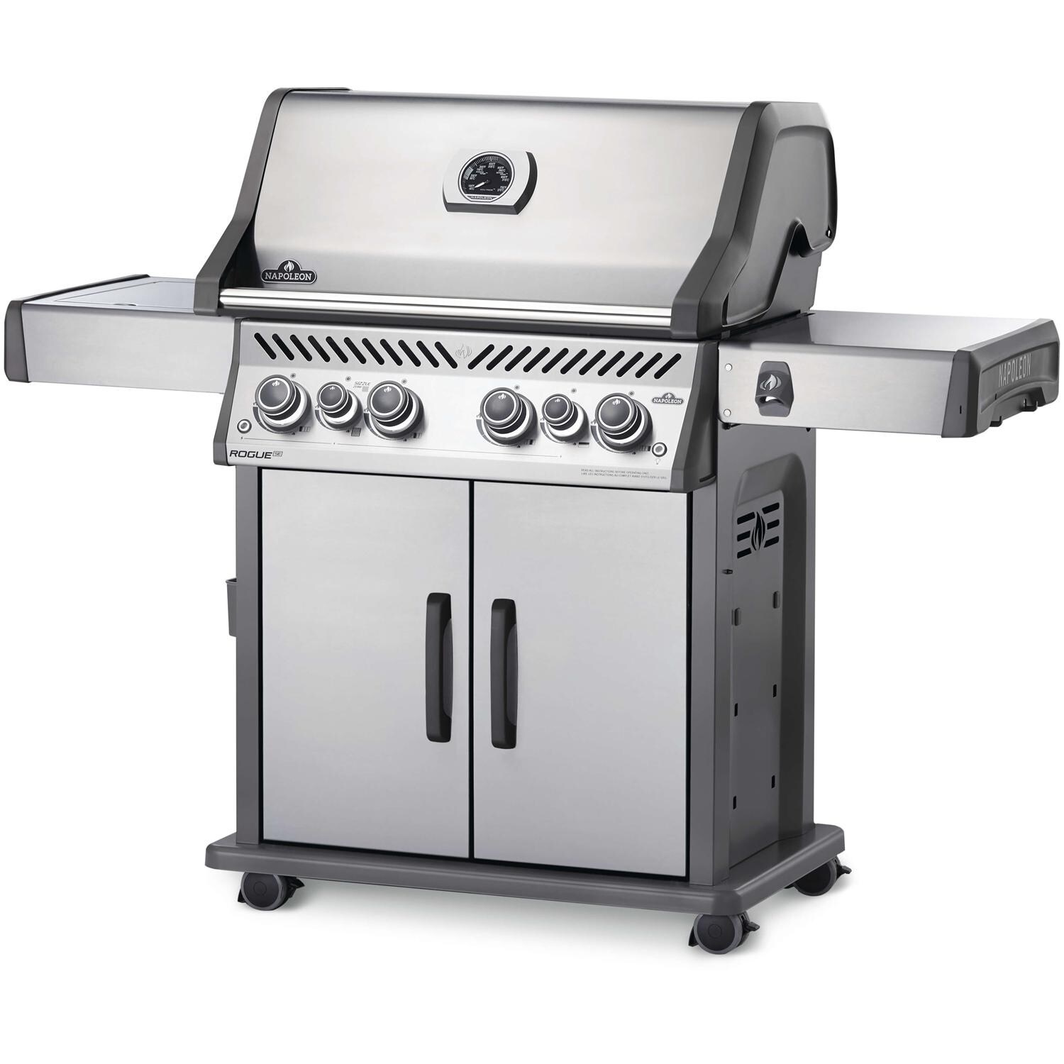 Napoleon RSE525RSIBNSS-1 Rogue SE 525 RSIB Natural Gas Grill with Infrared Rear Burner and Infrared Side Burner - Stainless Steel - Right Side Angled View thumbnail