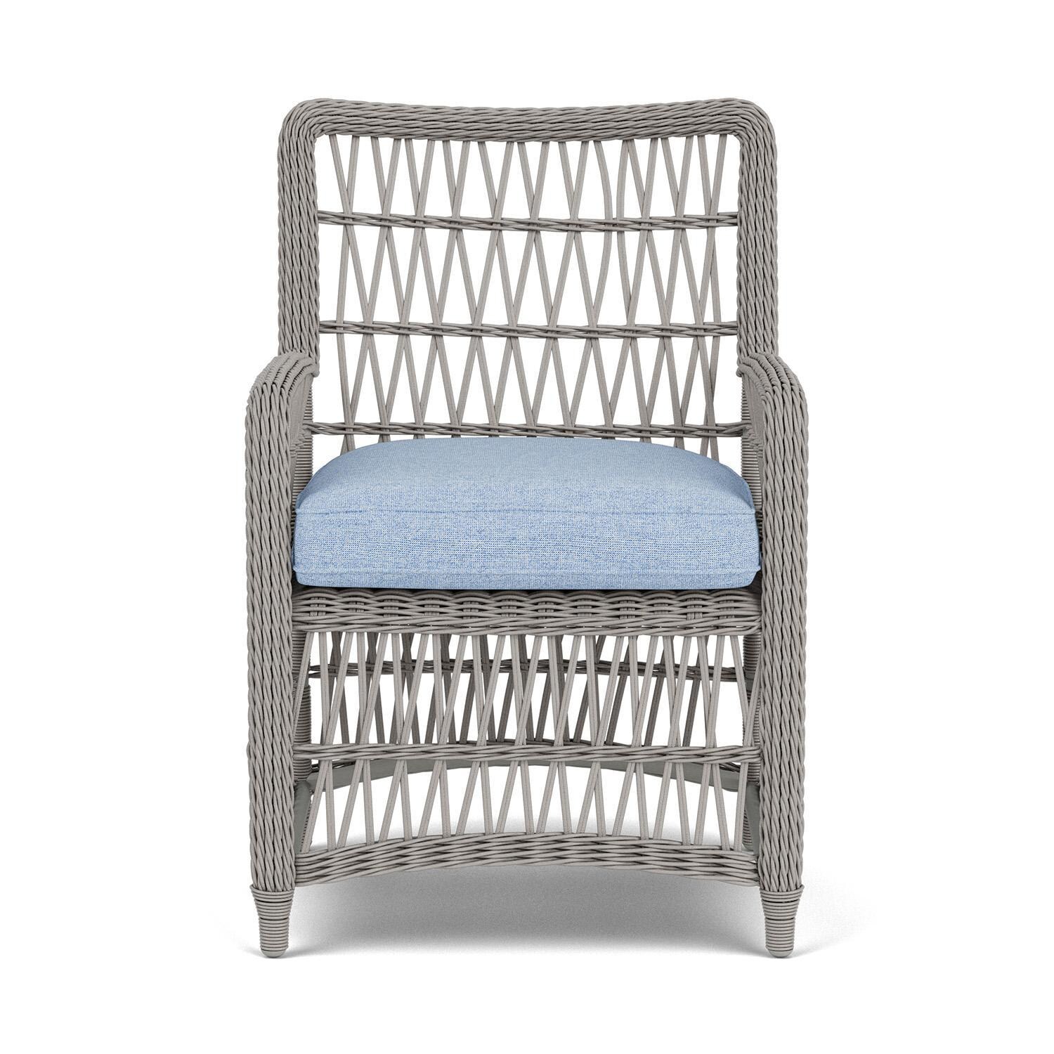 Lloyd Flanders Mackinac Dining Armchair in Putty Finish with Demo Skyway Fabric thumbnail