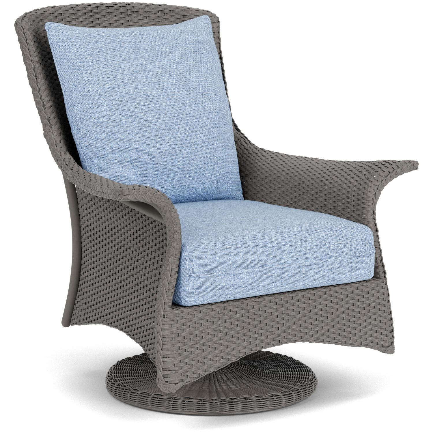 Lloyd Flanders Mandalay Swivel Rocker Lounge Chair in Pewter Finish with Demo Skyway fabric - Angled thumbnail