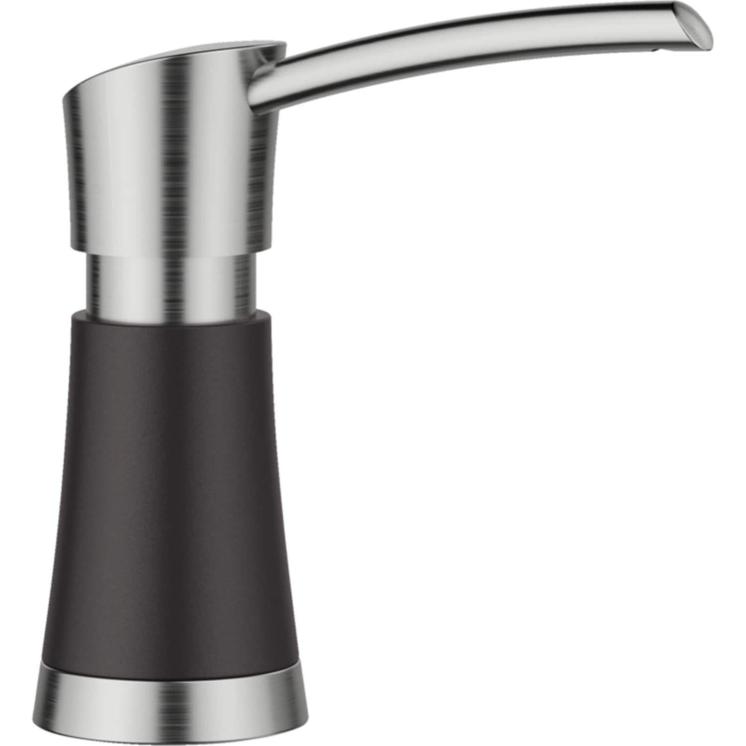 Blanco 442915 + 526401 + 240327 + 442902 Diamond Silgranit 15 X 15 Drop-in/Undermount Bar Sink (Coal Black)w/ Blanco - Artona Pull-Down Dual Spray (Coal Black), Soap Dispenser and Matching Strainer - Soap Dispenser - White Background thumbnail