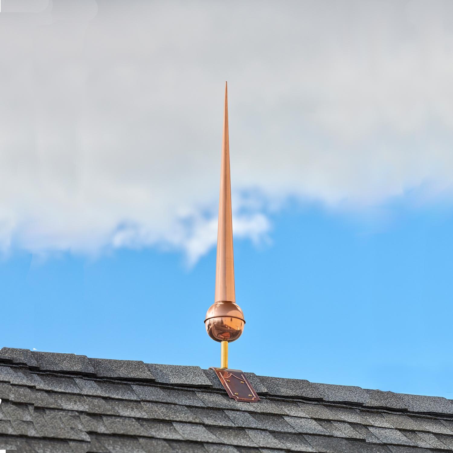 Gawain Polished Copper Rooftop Finial W/ Decorative Copper Mount - 28 Inches thumbnail