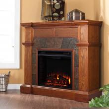 Southern Enterprises Cartwright 45-Inch Electric Fireplace W/ Corner Convertible Mantel - Mission Oak - FE9285 image