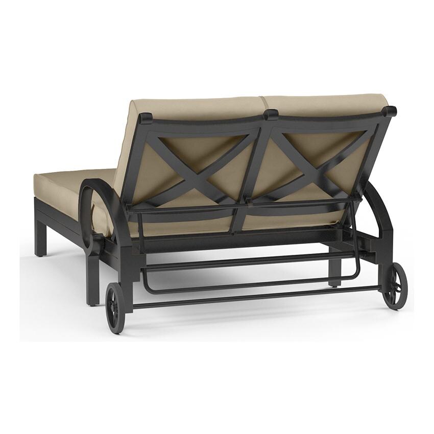 Monterey Double Chaise Lounge in Copper/Linen Stone w/ Selt Welt by Sunset West - Rear View - White Background thumbnail