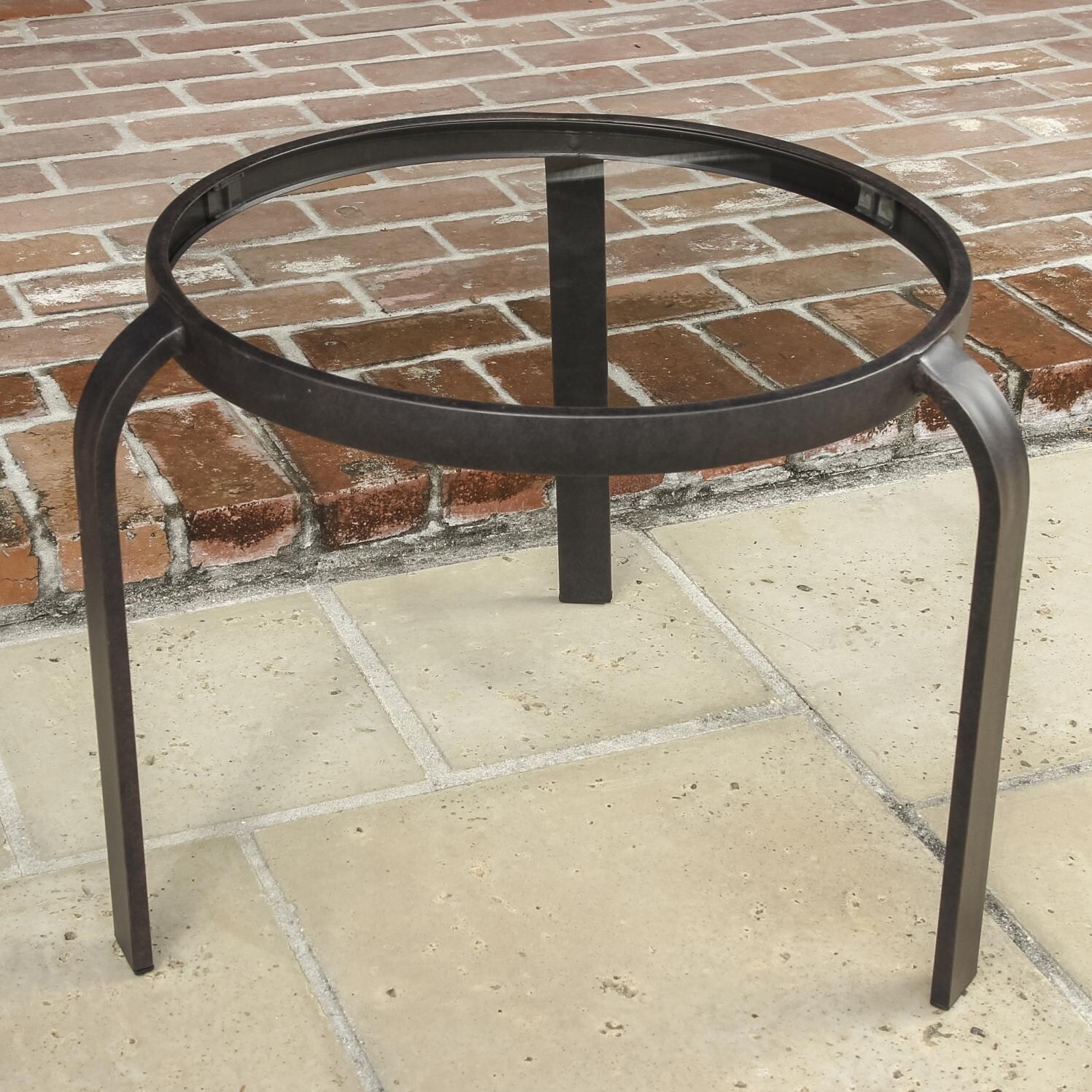 20 Inch Round Patio End Table With Glass Top By Lakeview Outdoor 20 Inch Round Patio End Table With Glass Top Lifestyle View