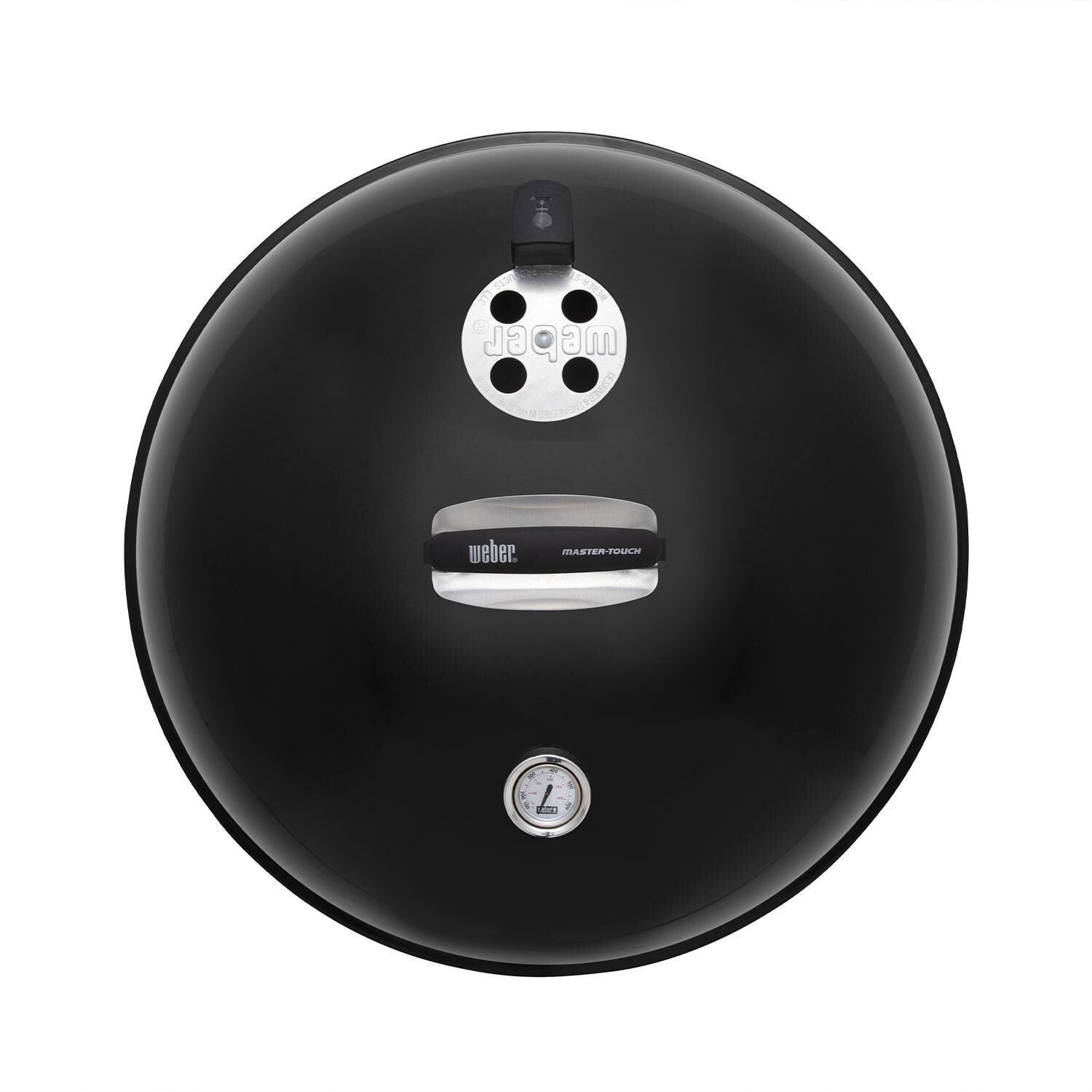 Weber 1500064 Master Touch 26-Inch Charcoal Grill With Gourmet BBQ System Cooking Grate in Black - Hood - Overhead View - White Background thumbnail