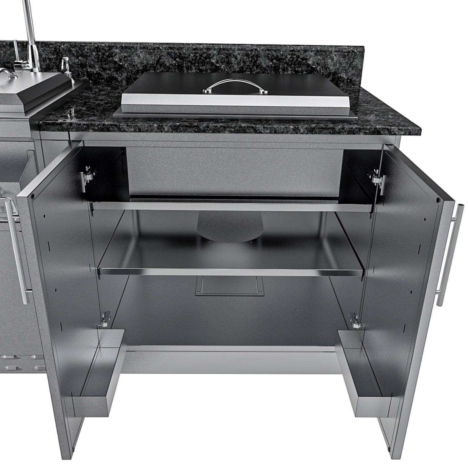 Sunstone Grills SCPGALLEY10.8-NG Galley 10 1/2 Ft Outdoor Kitchen Island w/ Sink, Door & Drawer - Storage Under Ice Chest - Detail thumbnail