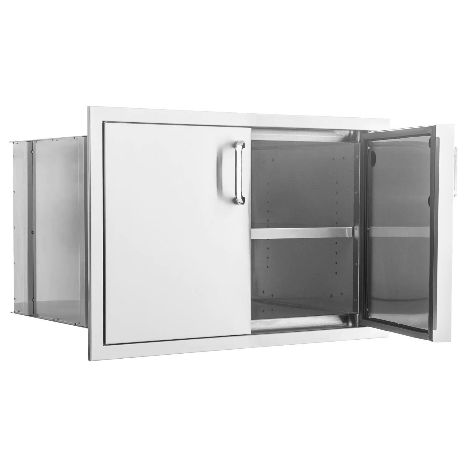 BBQGuys Signature 32-Inch Stainless Steel Sealed Dry Storage Pantry With Shelf - Traditional image