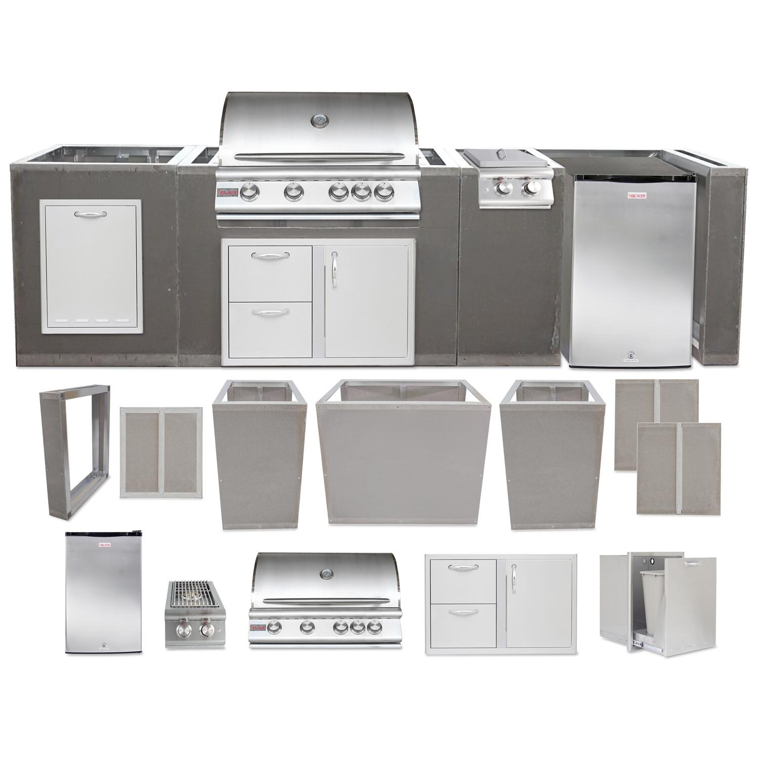 Blaze 12Piece BBQ Grill Island Package With 32Inch Natural Gas Grill & Outdoor