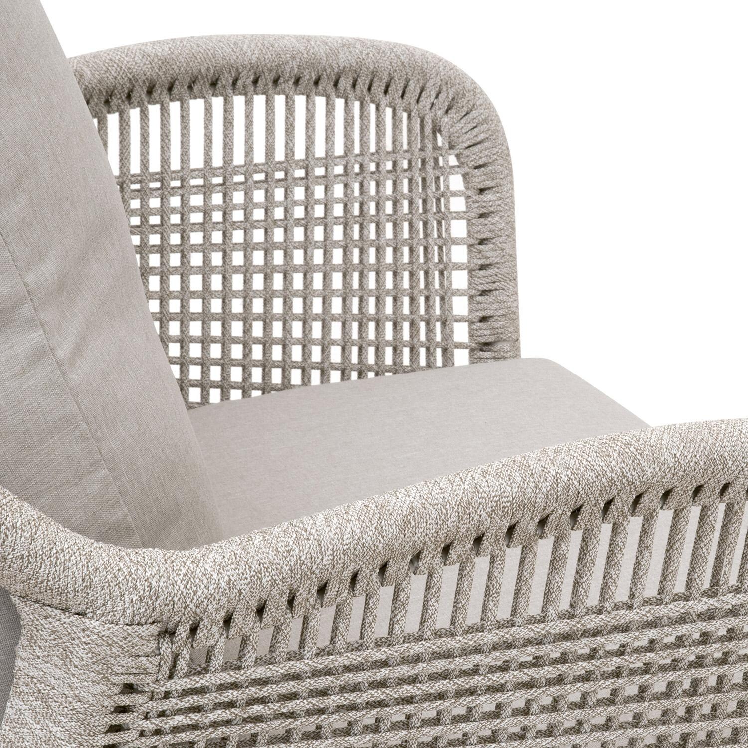 Lakeview Peninsula Way Woven Rope Club Chair in Taupe & White - Arm Detail thumbnail