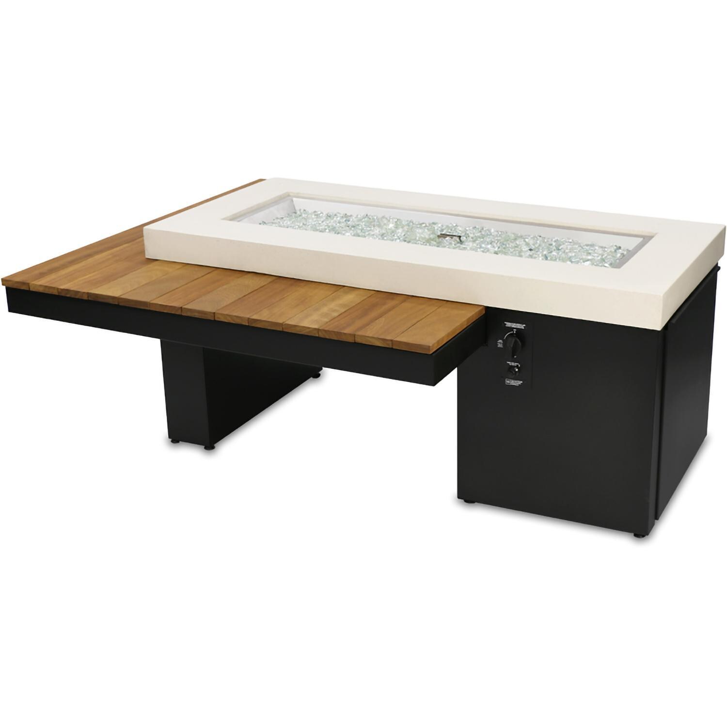 Emfield 48 Inch Rectangular Aluminum Natural Gas Fire Pit Table in Black By Lakeview Outdoor Designs