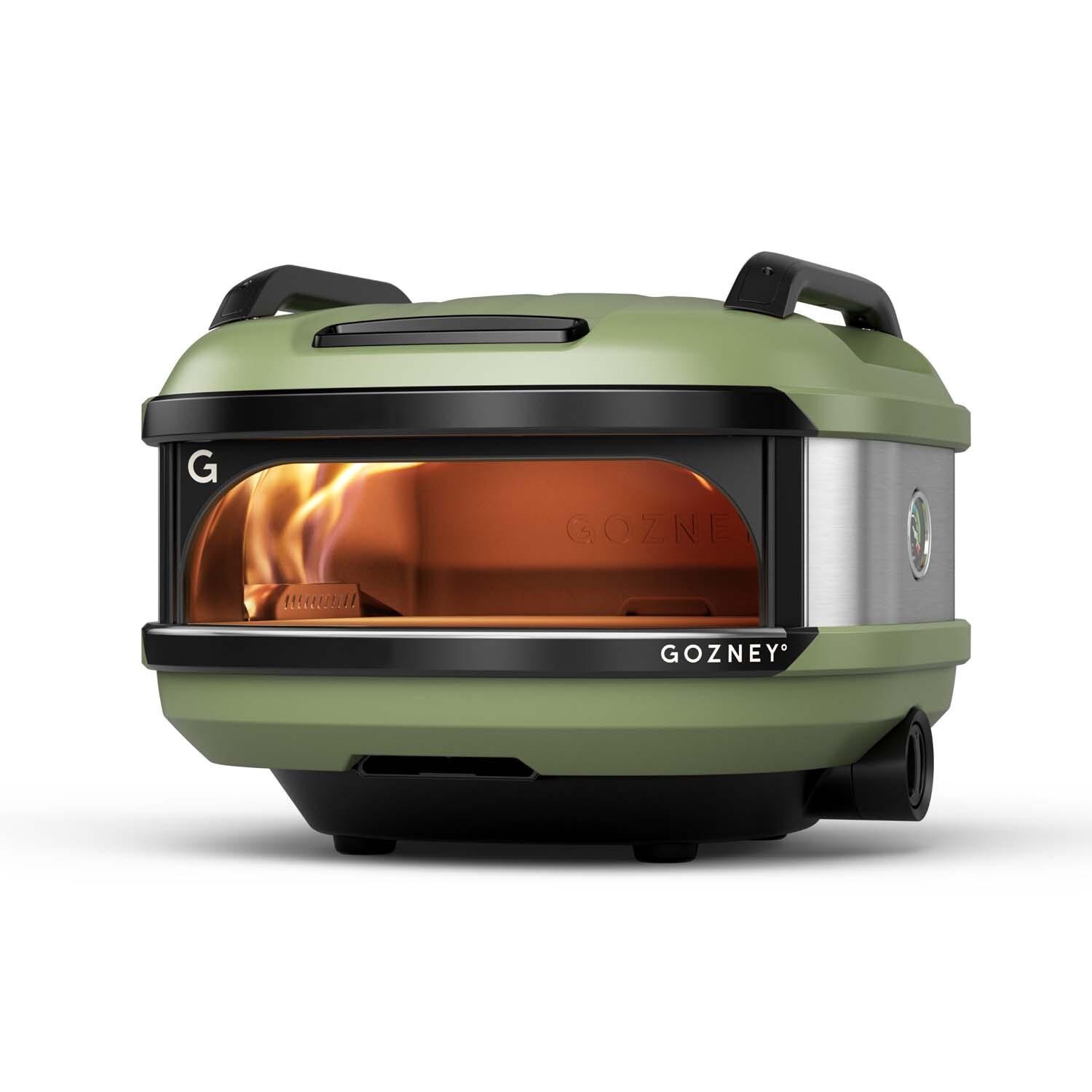 Gozney GTPOLUS1225 Tread Propane Pizza Oven - Olive - Angled View - White Background thumbnail