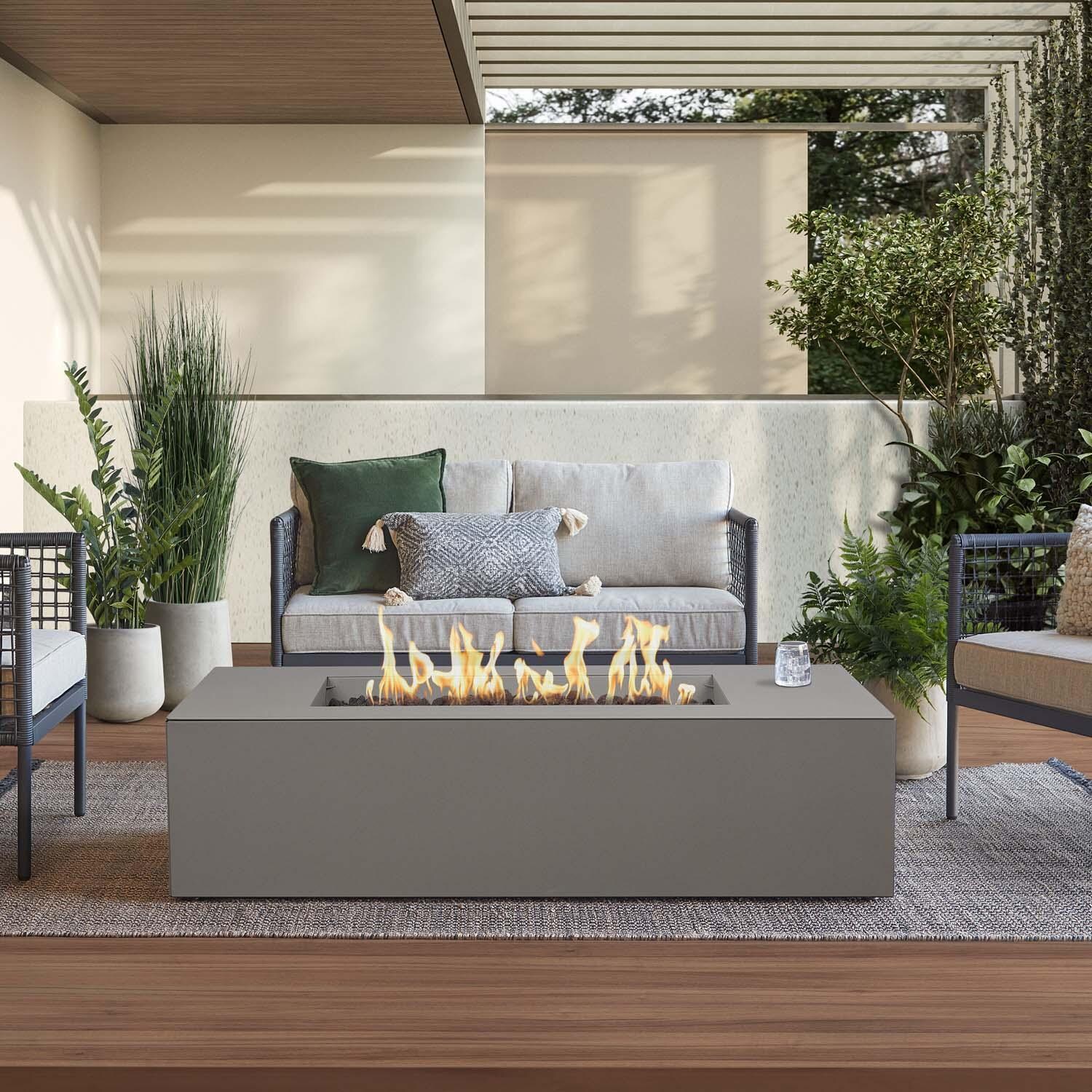 Covewood 58 Inch Low Profile Rectangular Aluminum Propane Fire Pit ...