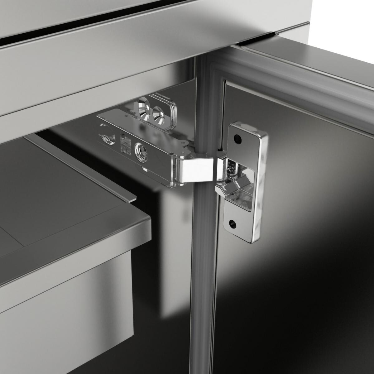 Sunstone SBC30DSPC 30-in Outdoor Kitchen Weather Sealed Dry Storage Island Cabinet - Door Hinge - Detail thumbnail